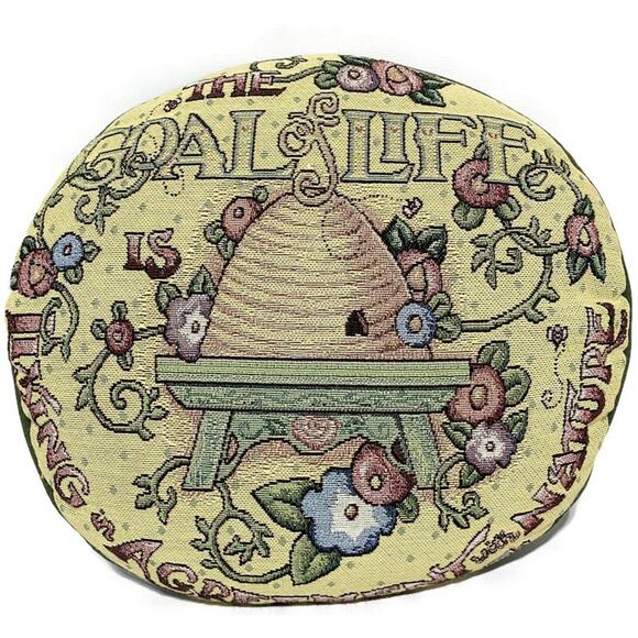 Tapestry Throw Pillow Round The Goal of Life is Living in Agreement With Nature - Picture 6 of 6